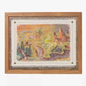 RARE Disney The Lion King Pride Rock Framed Map Artwork Art Wallart